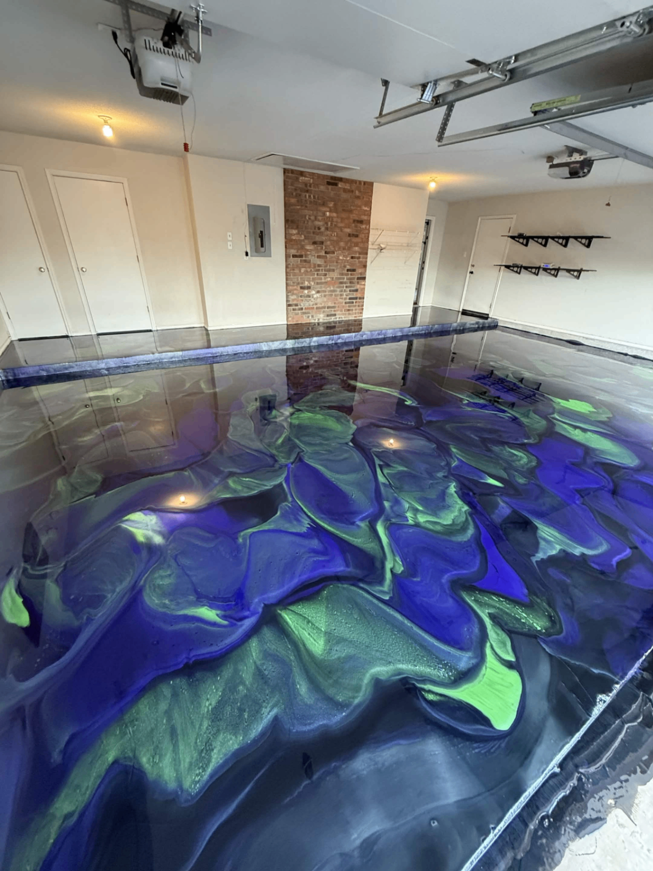 Blue & Green Metallic Garage Floor — Midland