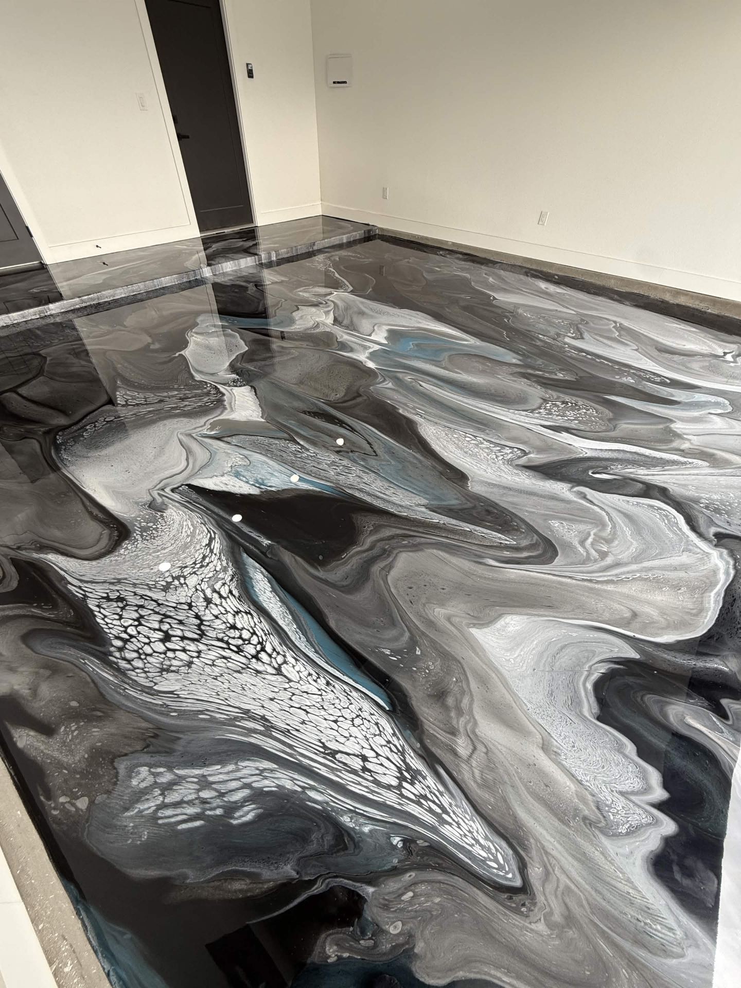 Black, Silver & Blue Metallic Epoxy Floor — Midland