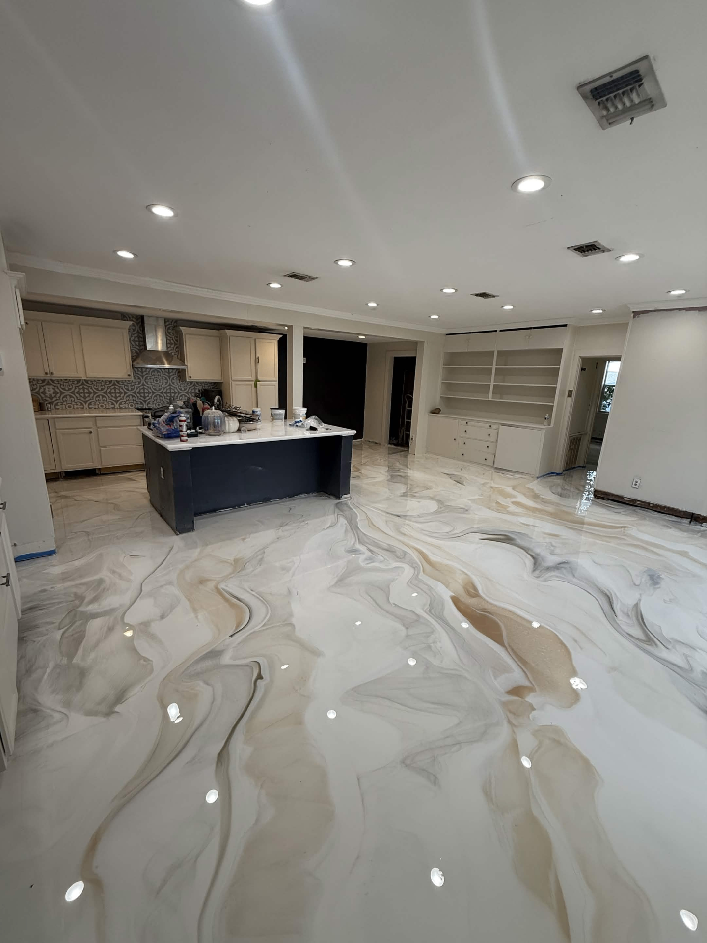 White & Bronze Marble Metallic Living Space — Midland